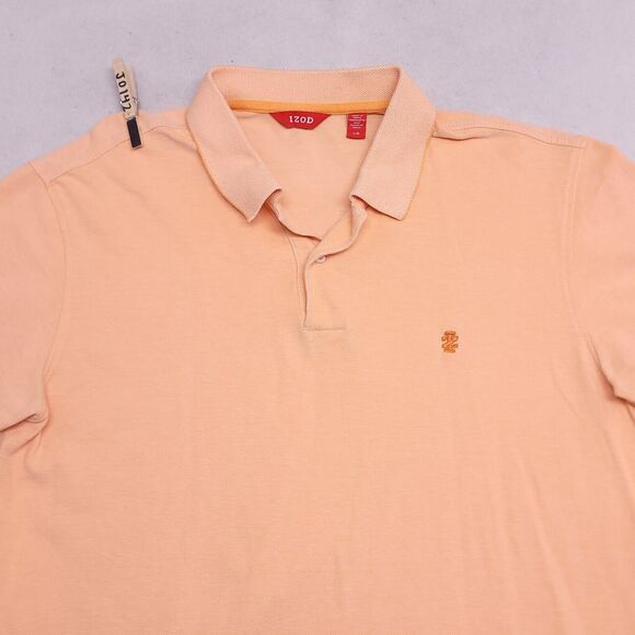 IZOD Short Sleeve Pullover Polo Shirt Adult Mens Size Large L Orange - Picture 1 of 10